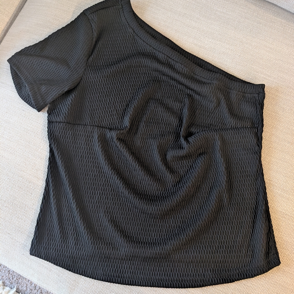 Ashley Stewart Black Textured Blouse